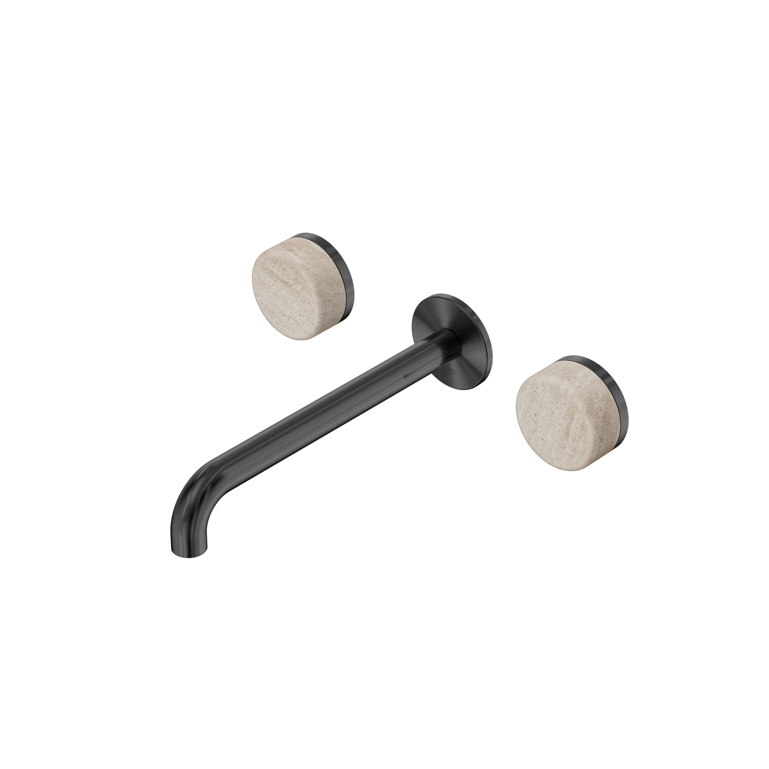 Serenity Wall Basin Set 220mm Spout With Rome Travertine Handle Gun Metal