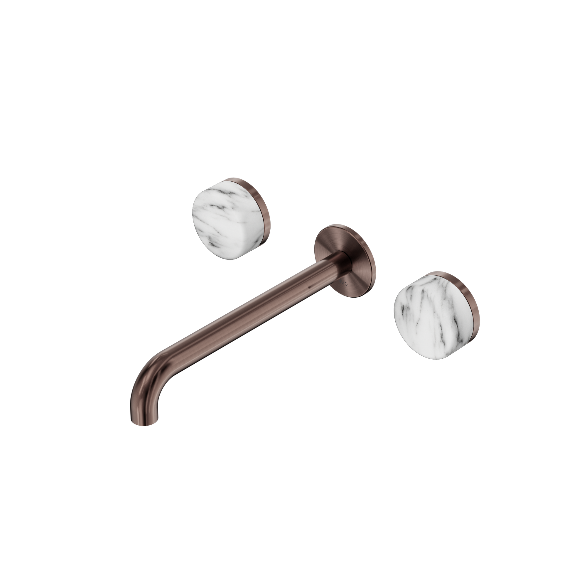 Serenity Wall Basin Set 220mm Spout With Arabescato Corchia Handle Brushed Bronze