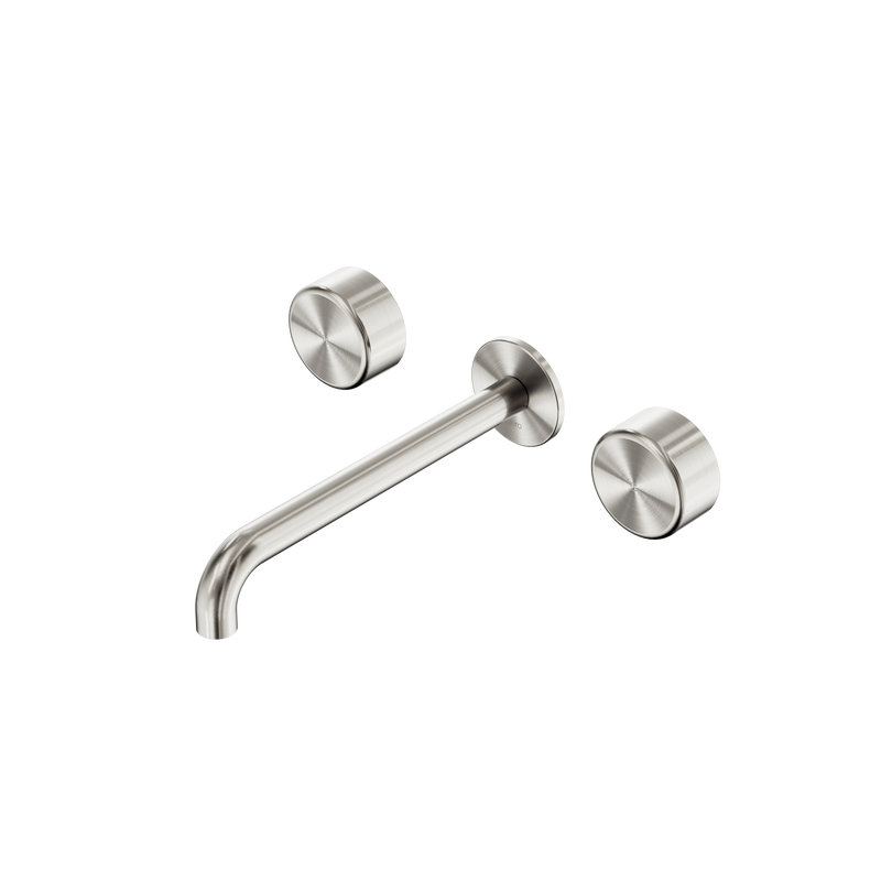 Serenity Wall Basin Set 220mm Spout With Metal Handle Brushed Nickel