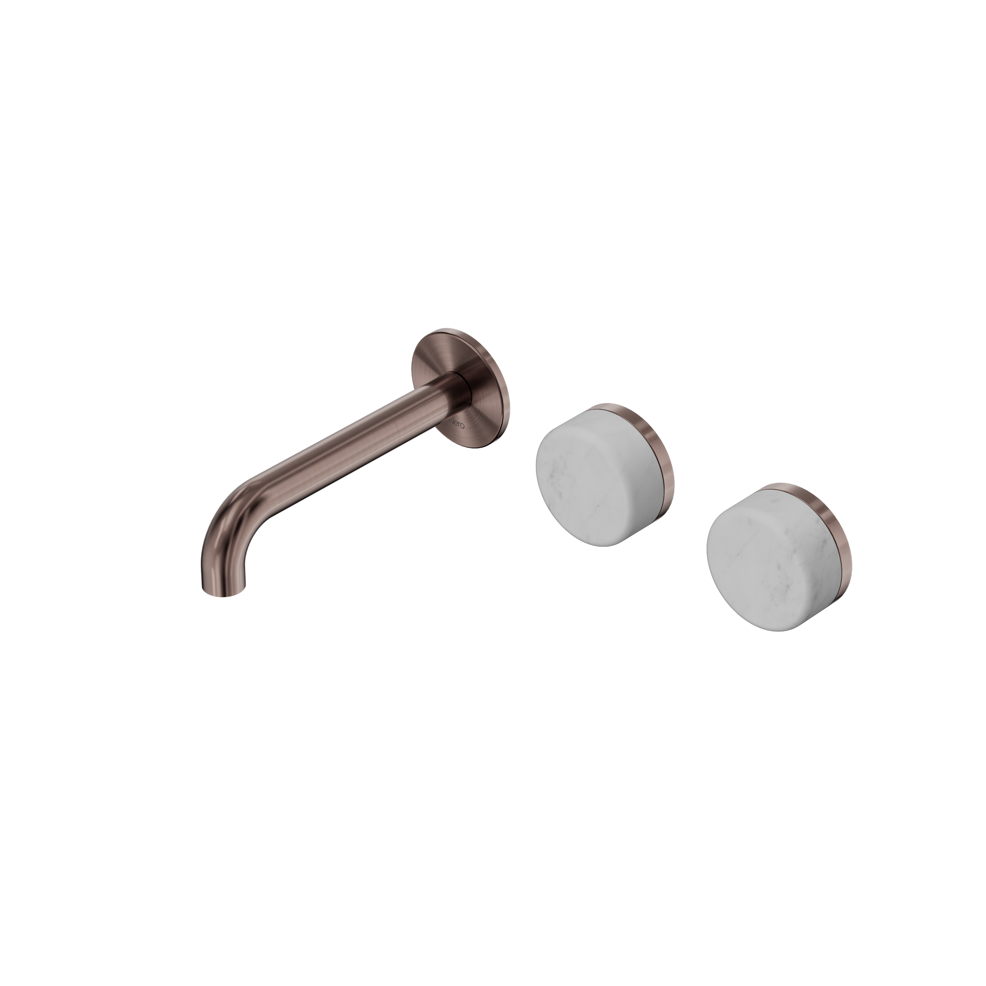 Serenity Wall Basin Set 160mm Offset Spout With Carrara Handle Brushed Bronze