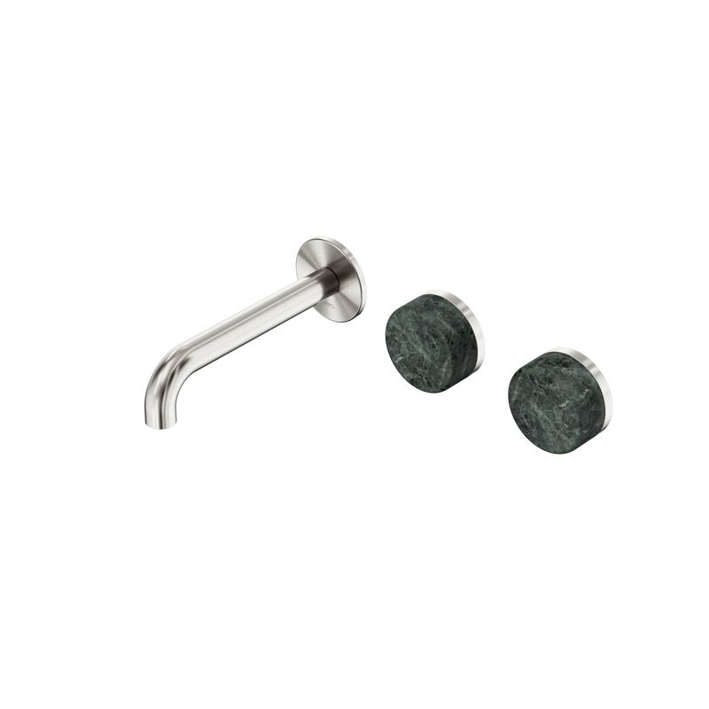 Serenity Wall Basin Set 160mm Offset Spout With Verde Alpi Handle Brushed Nickel