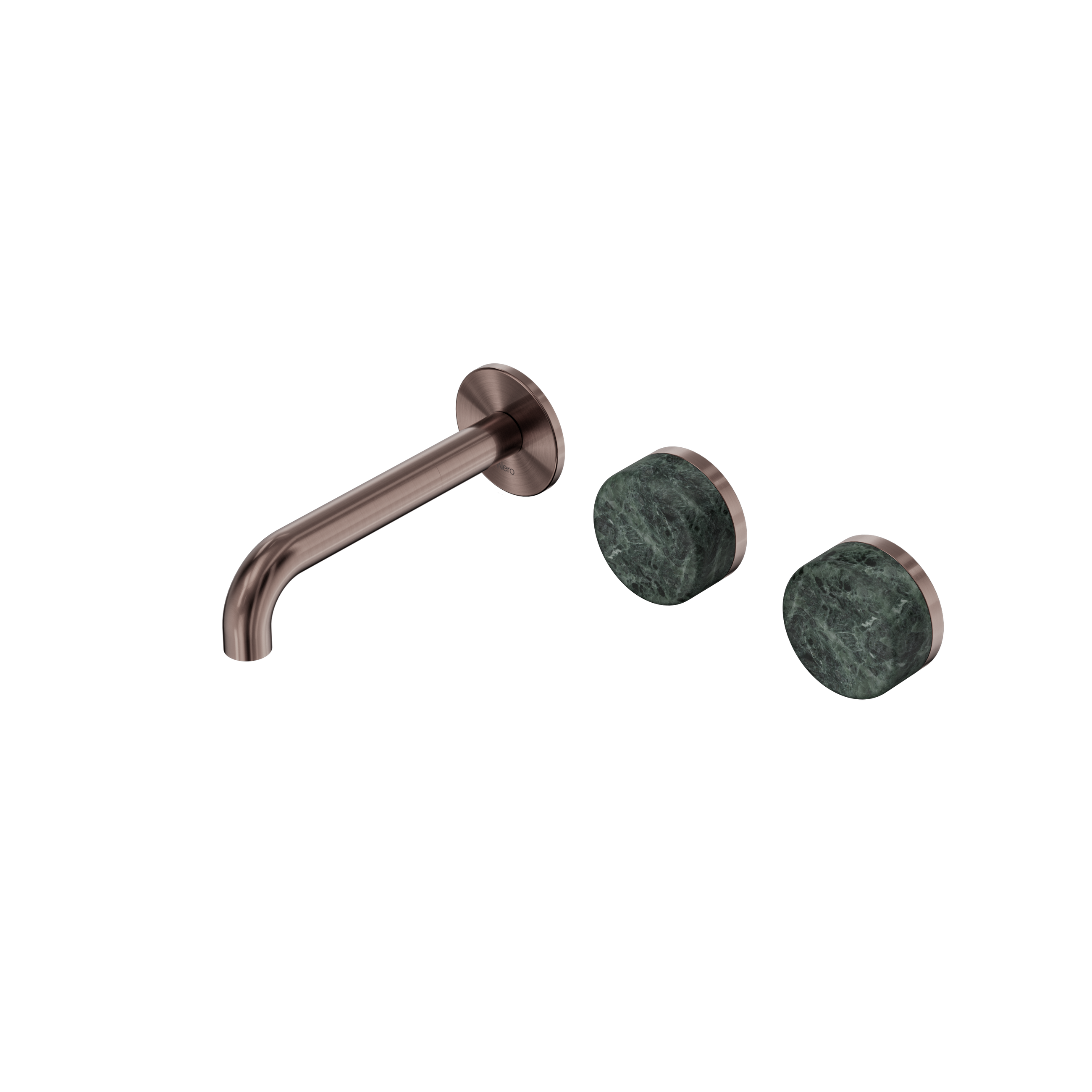 Serenity Wall Basin Set 160mm Offset Spout With Verde Alpi Handle Brushed Bronze