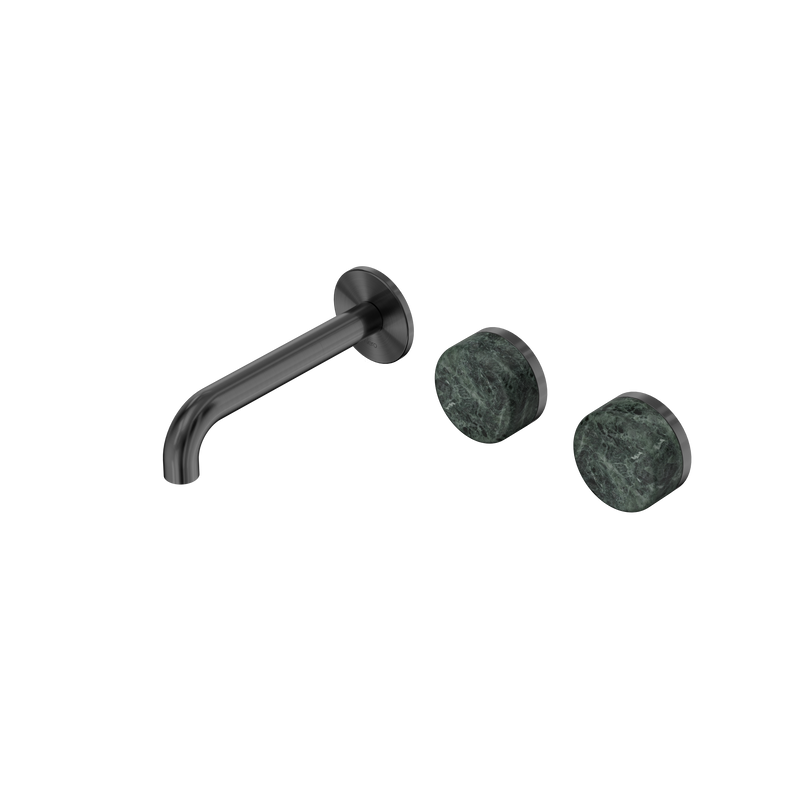 Serenity Wall Basin Set 160mm Offset Spout With Verde Alpi Handle Gun Metal