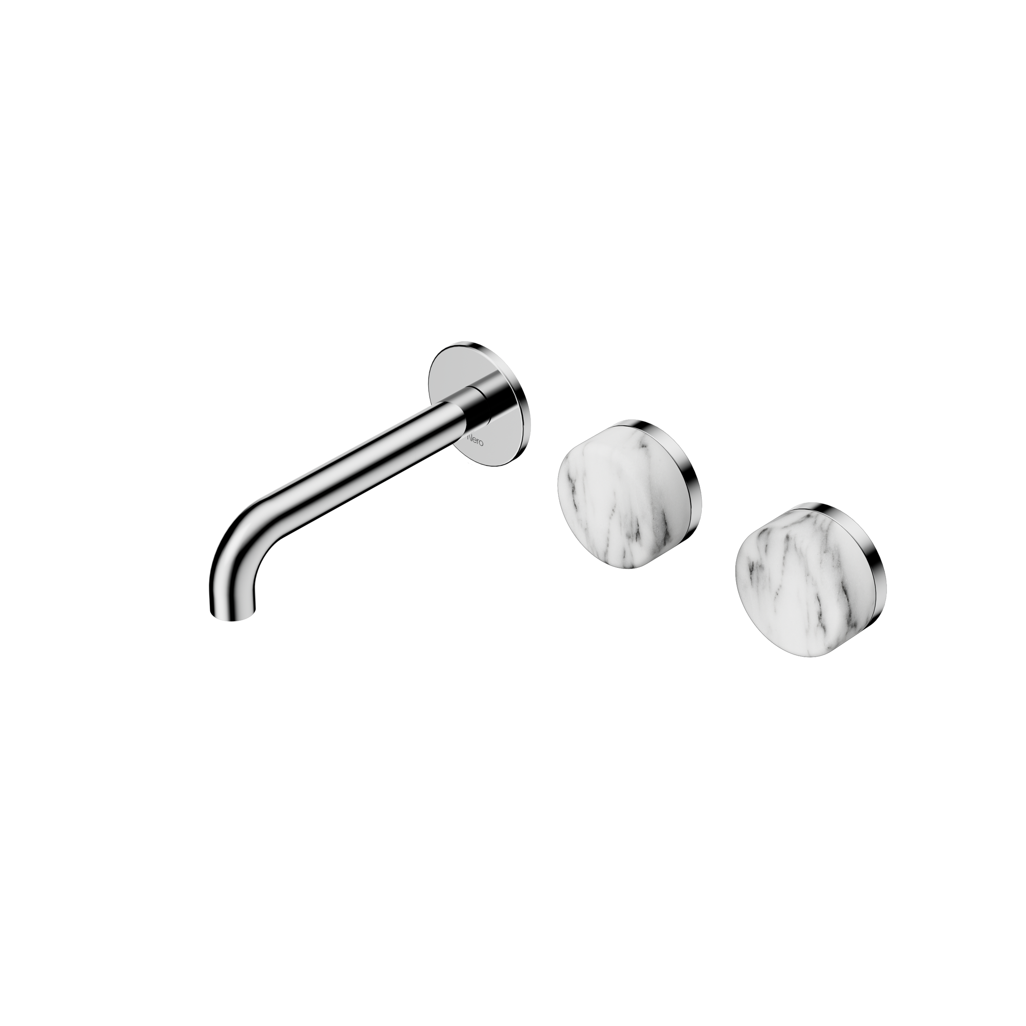 Serenity Wall Basin Set 160mm Offset Spout With Arabescato Corchia Handle Chrome