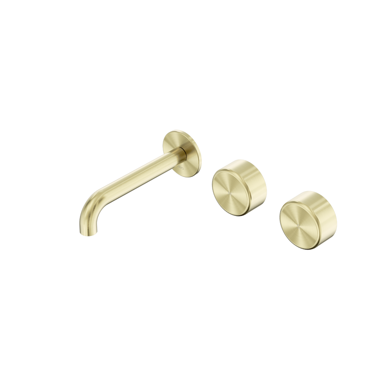 Serenity Wall Basin Set 160mm Offset Spout With Metal Handle Brushed Gold