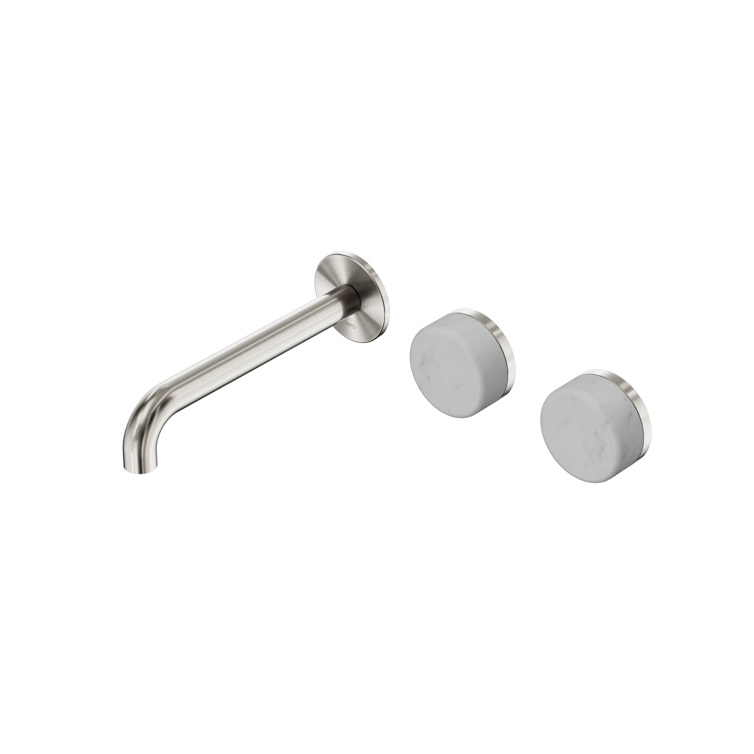 Serenity Wall Basin Set 185mm Offset Spout With Carrara Handle Brushed Nickel