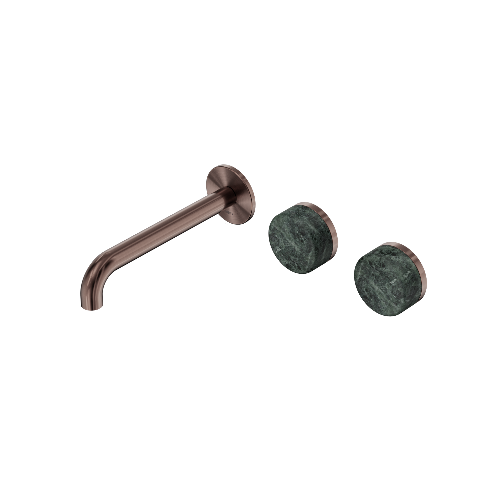 Serenity Wall Basin Set 185mm Offset Spout With Verde Alpi Handle Brushed Bronze