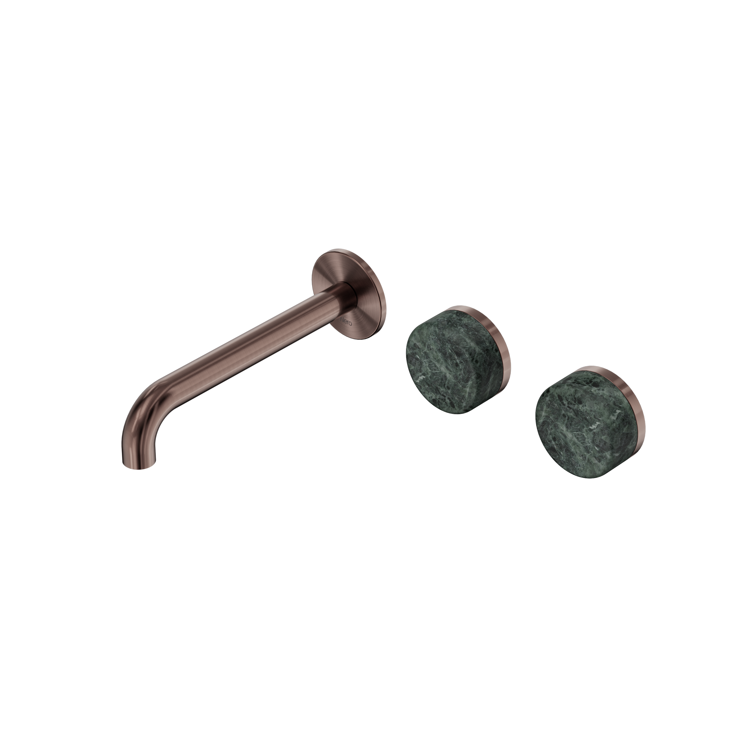 Serenity Wall Basin Set 185mm Offset Spout With Verde Alpi Handle Brushed Bronze