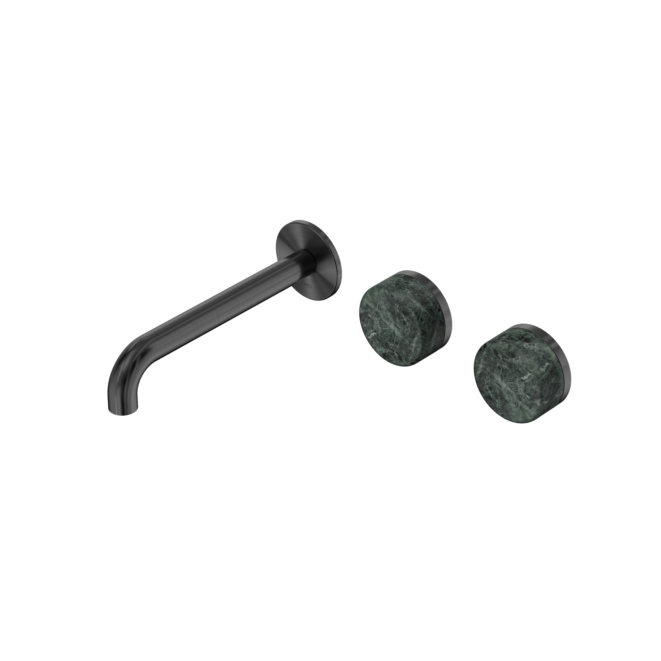 Serenity Wall Basin Set 185mm Offset Spout With Verde Alpi Handle Gun Metal