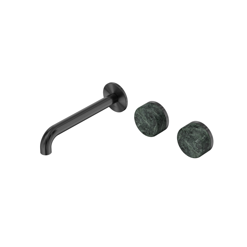 Serenity Wall Basin Set 185mm Offset Spout With Verde Alpi Handle Gun Metal