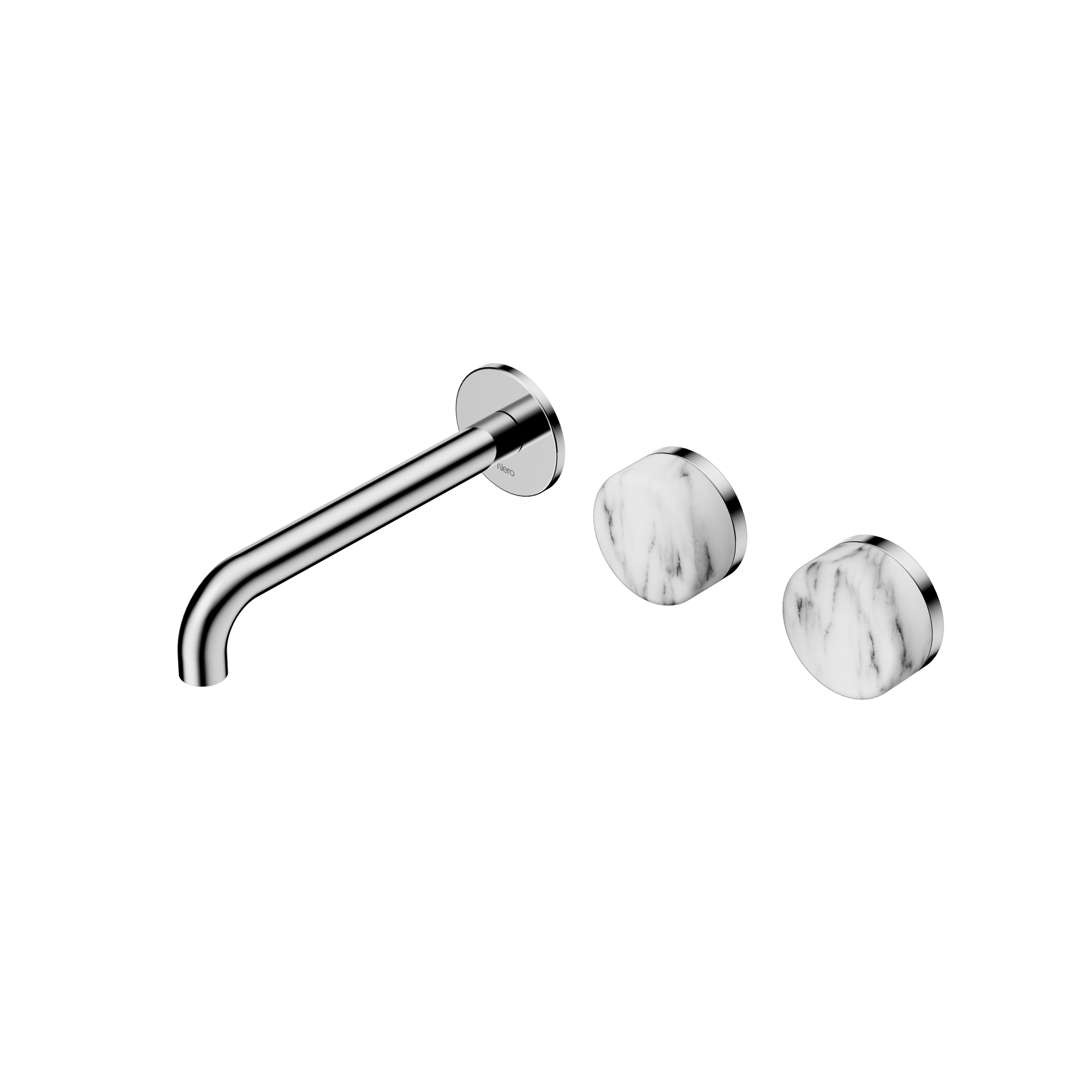 Serenity Wall Basin Set 185mm Offset Spout With Arabescato Corchia Handle Chrome