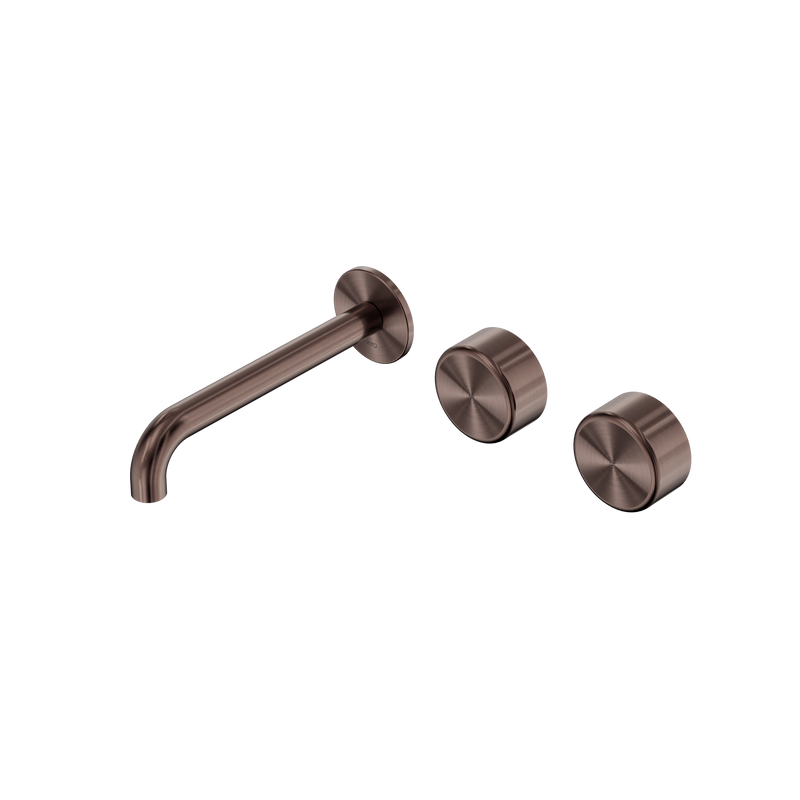 Serenity Wall Basin Set 185mm Offset Spout With Metal Handle Brushed Bronze