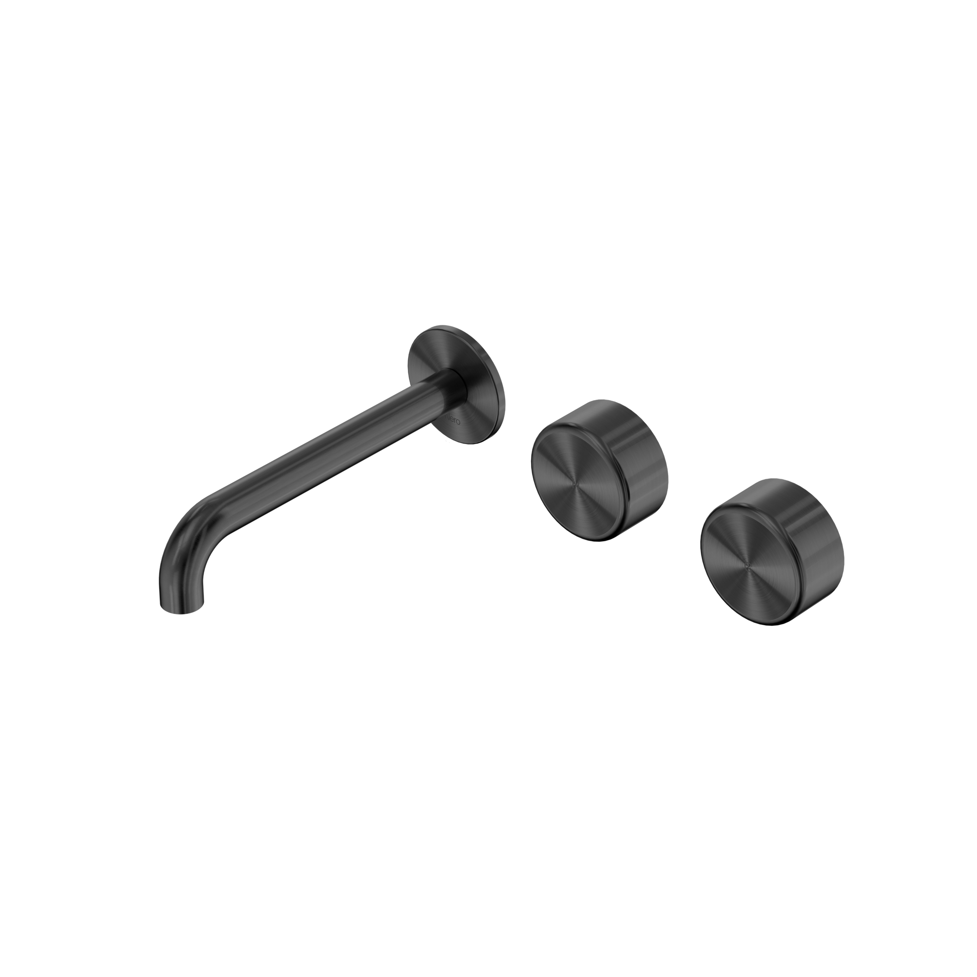 Serenity Wall Basin Set 185mm Offset Spout With Metal Handle Gun Metal