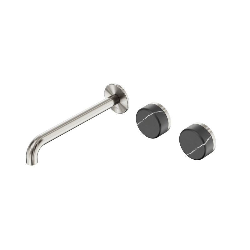 Serenity Wall Basin Set 220mm Offset Spout With Carrara Handle Brushed Nickel