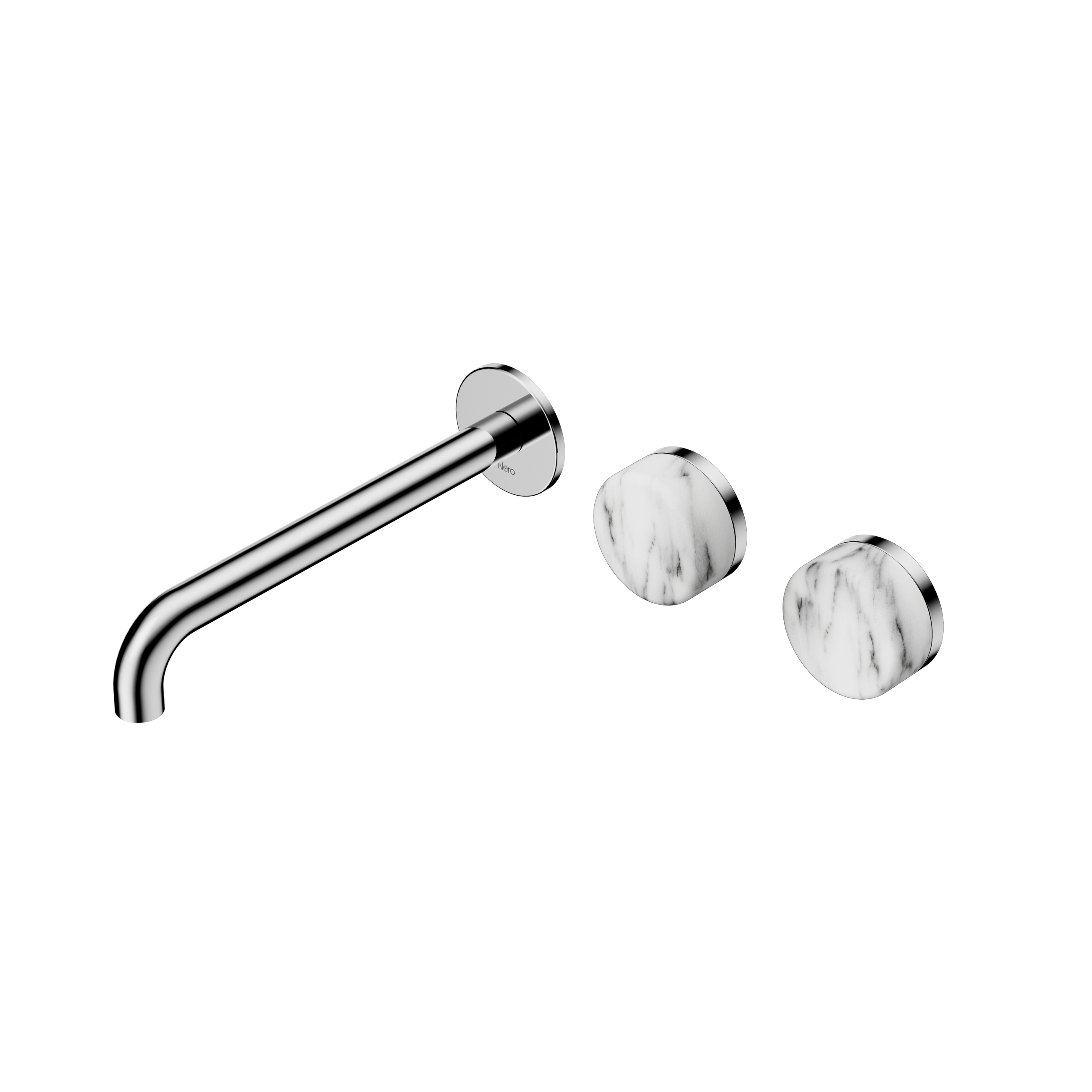 Serenity Wall Basin Set 220mm Offset Spout With Arabescato Corchia Handle Chrome