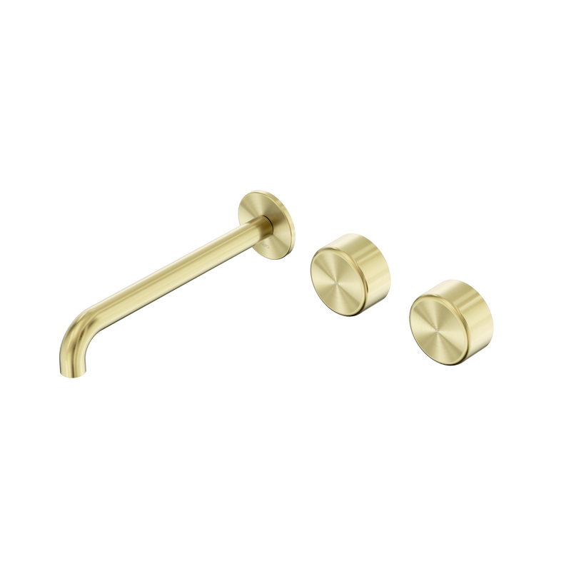 Serenity Wall Basin Set 220mm Offset Spout With Metal Handle Brushed Gold