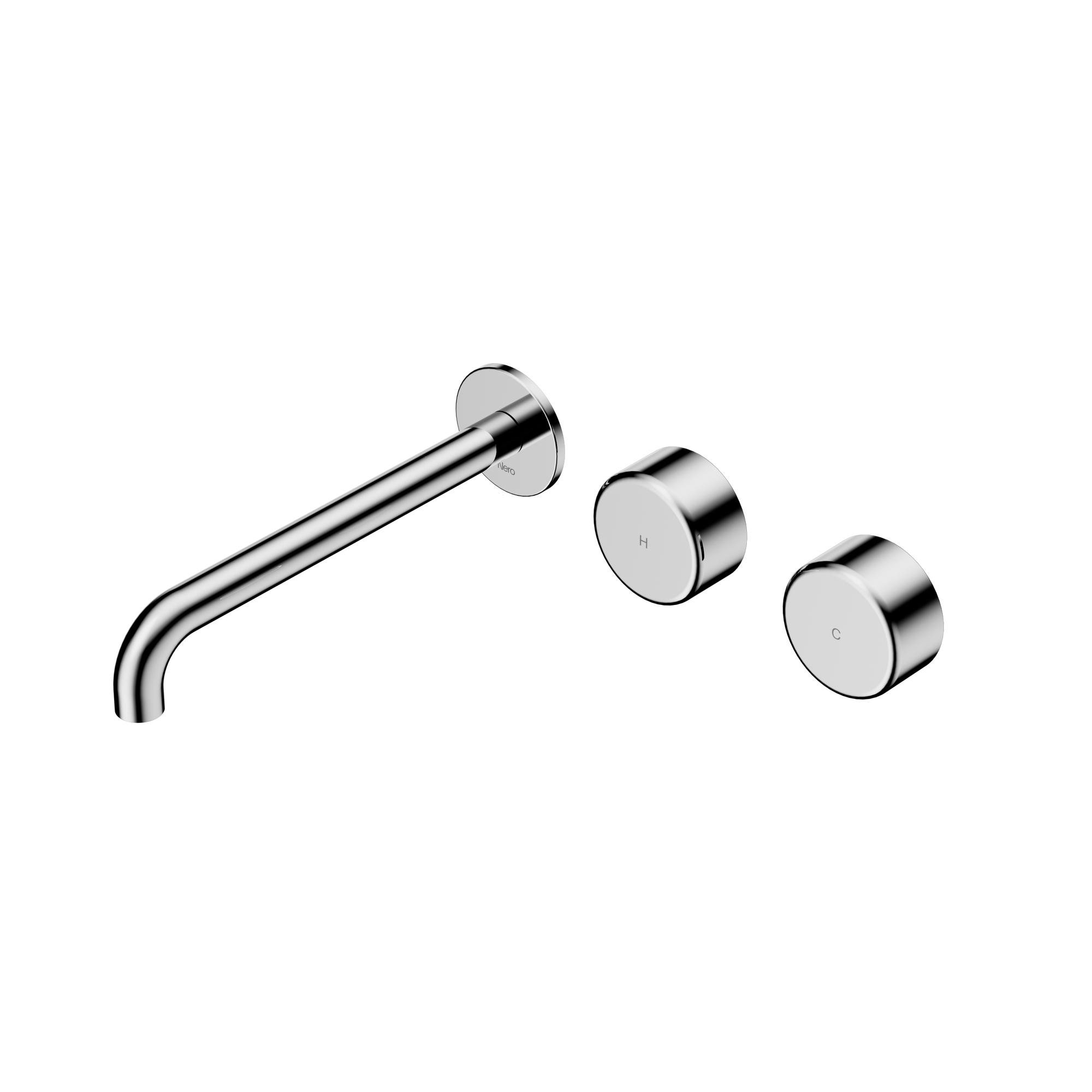 Serenity Wall Basin Set 220mm Offset Spout With Metal Handle Chrome