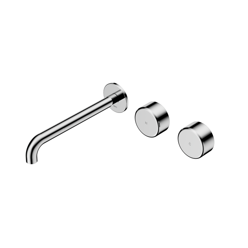 Serenity Wall Basin Set 220mm Offset Spout With Metal Handle Chrome