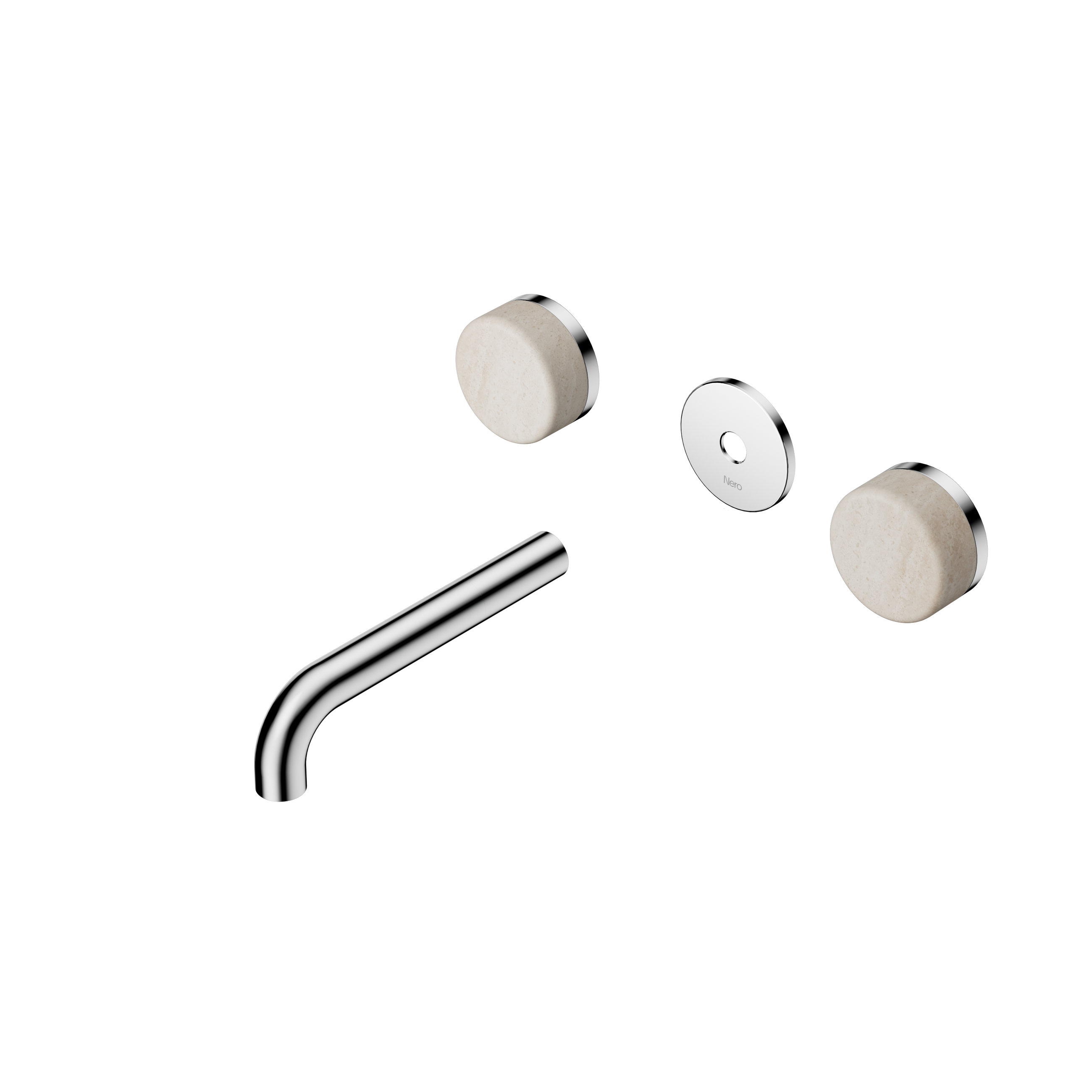 Serenity Wall Basin Set 160mm Spout With Rome Travertine Handle Trim Kit Only Chrome