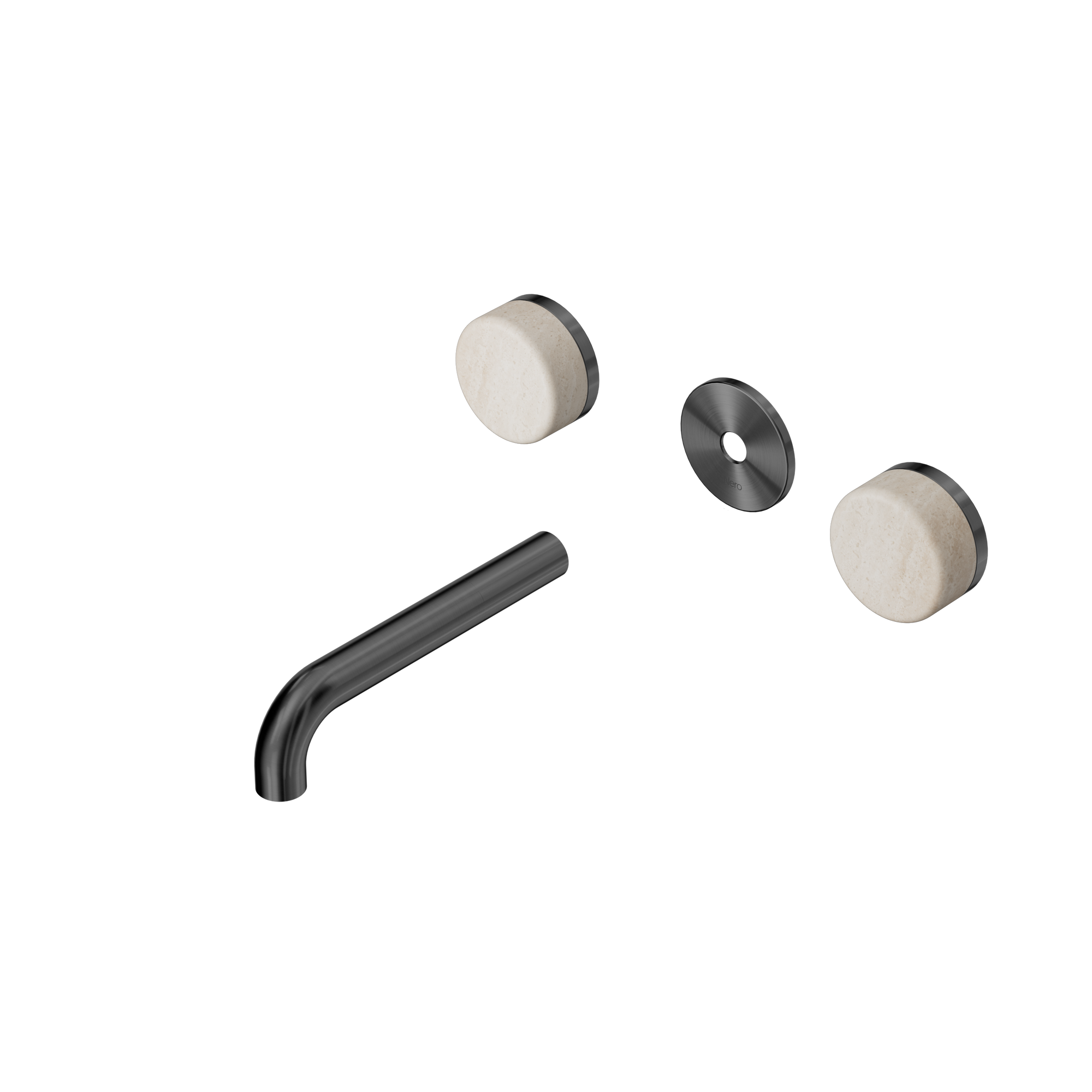 Serenity Wall Basin Set 160mm Spout With Rome Travertine Handle Trim Kit Only Gun Metal