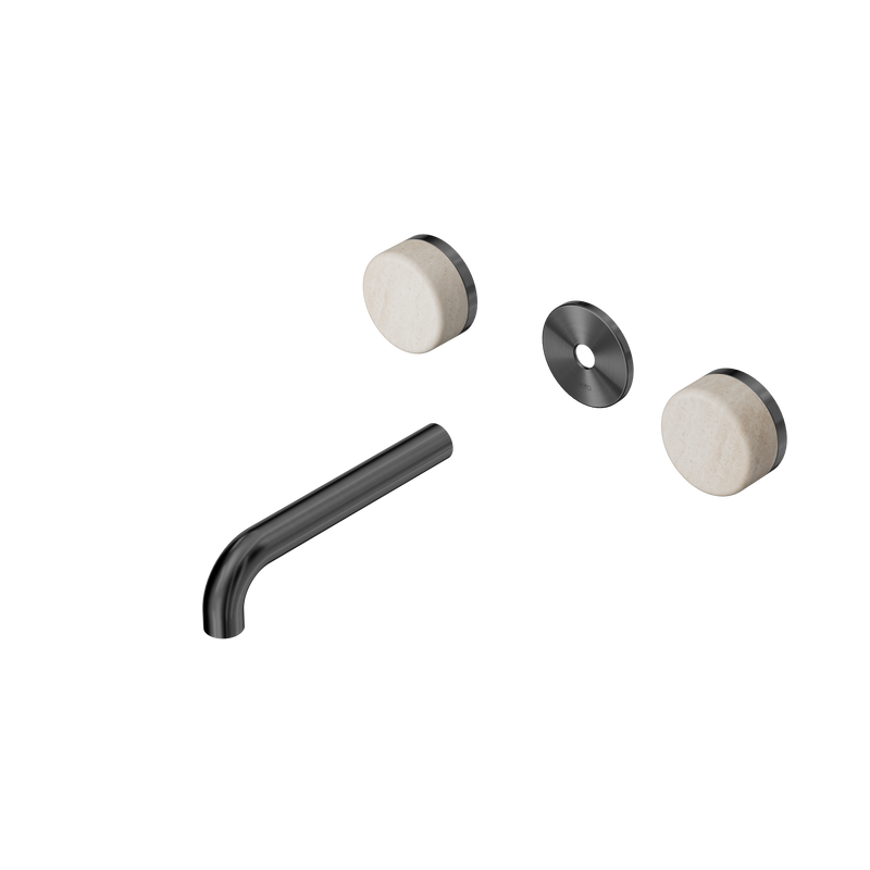 Serenity Wall Basin Set 160mm Spout With Rome Travertine Handle Trim Kit Only Gun Metal