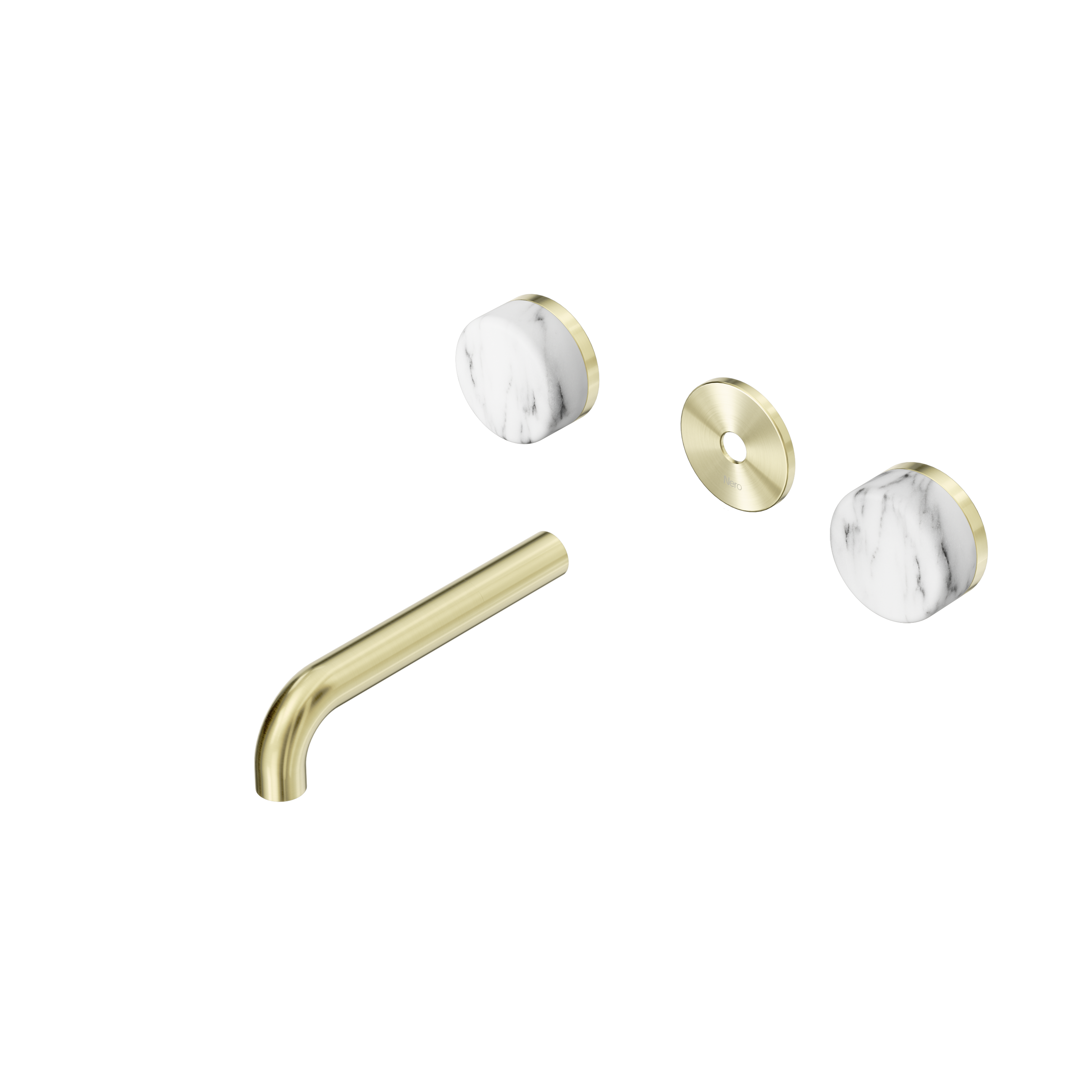 Serenity Wall Basin Set 160mm Spout With Arabescato Corchia Handle Trim Kit Only Brushed Gold