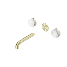 Serenity Wall Basin Set 160mm Spout With Arabescato Corchia Handle Trim Kit Only Brushed Gold