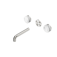 Serenity Wall Basin Set 160mm Spout With Arabescato Corchia Handle Trim Kit Only Brushed Nickel