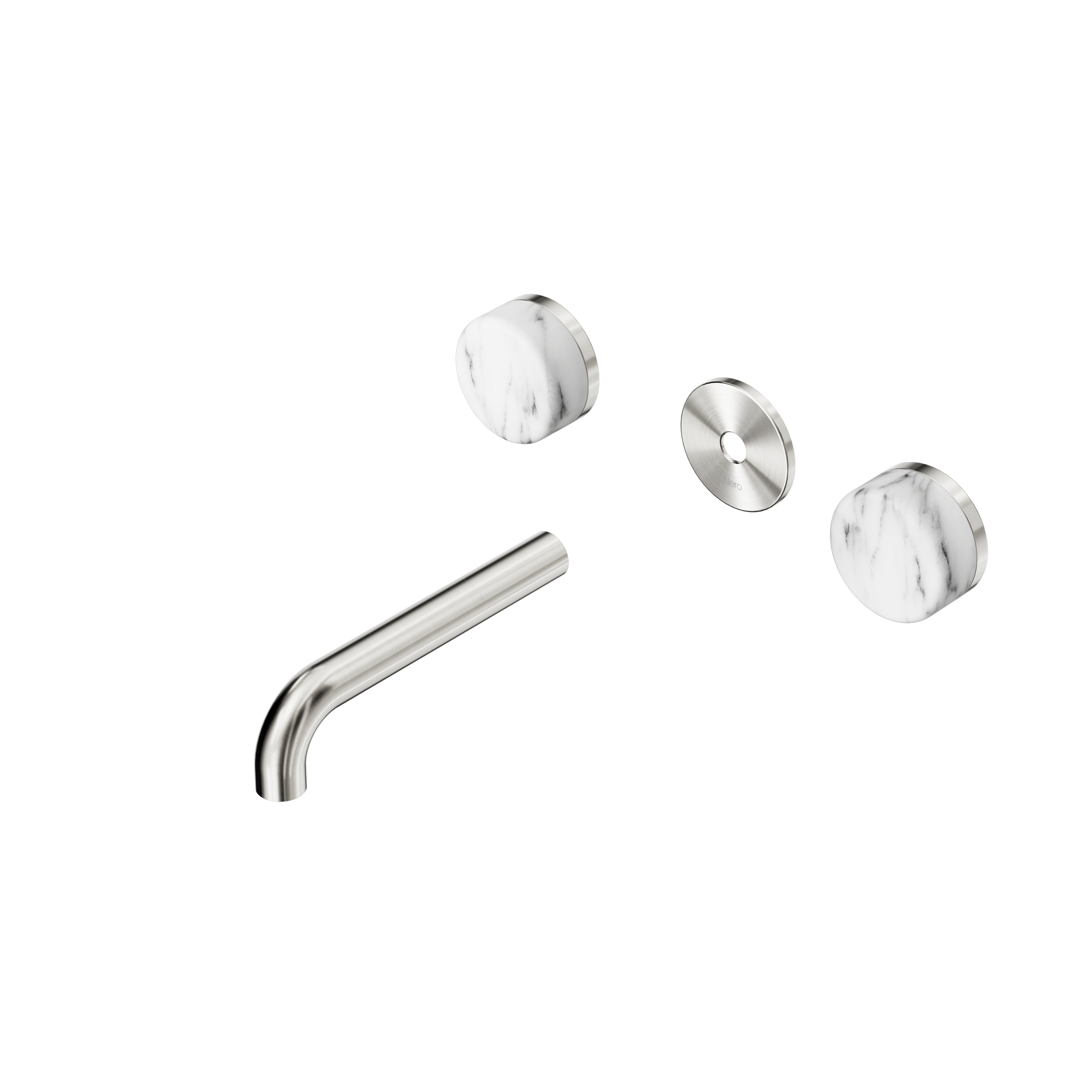 Serenity Wall Basin Set 160mm Spout With Arabescato Corchia Handle Trim Kit Only Brushed Nickel