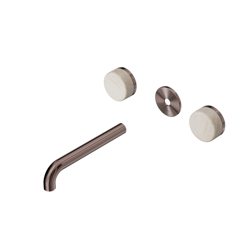 Serenity Wall Basin Set 185mm Spout With Rome Travertine Handle Trim Kit Only Brushed Bronze