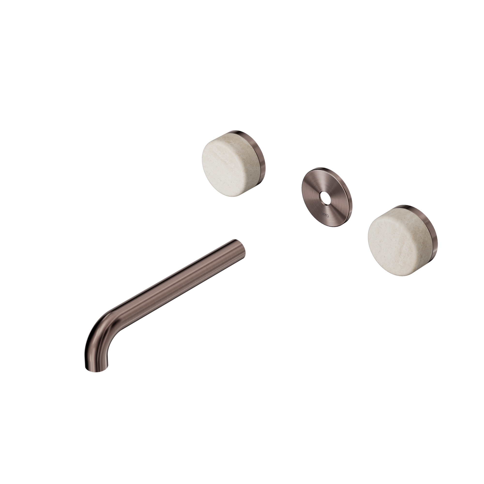 Serenity Wall Basin Set 185mm Spout With Rome Travertine Handle Trim Kit Only Brushed Bronze