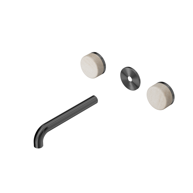 Serenity Wall Basin Set 185mm Spout With Rome Travertine Handle Trim Kit Only Gun Metal