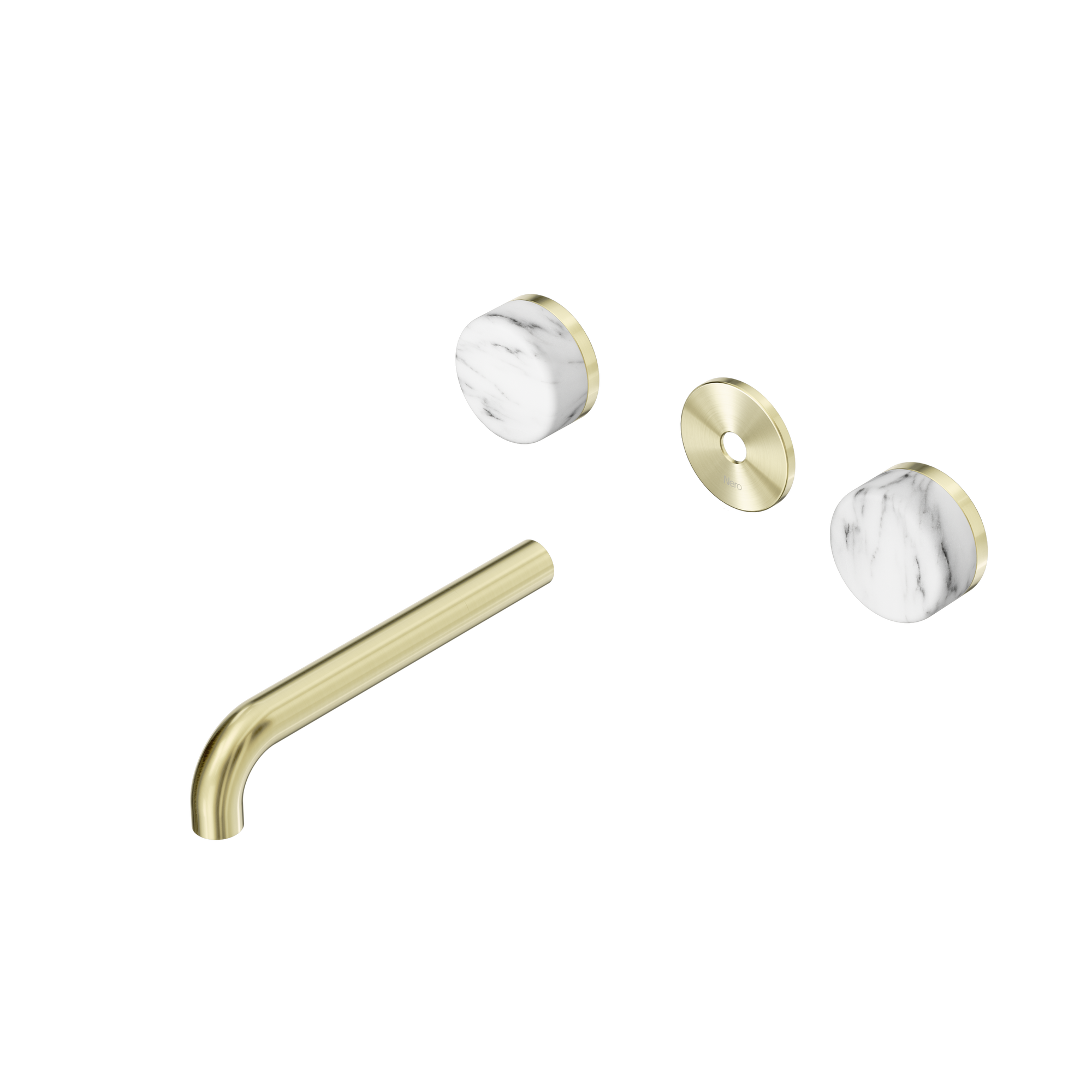 Serenity Wall Basin Set 185mm Spout With Arabescato Corchia Handle Trim Kit Only Brushed Gold