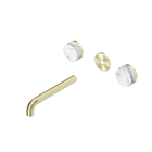 Serenity Wall Basin Set 185mm Spout With Arabescato Corchia Handle Trim Kit Only Brushed Gold