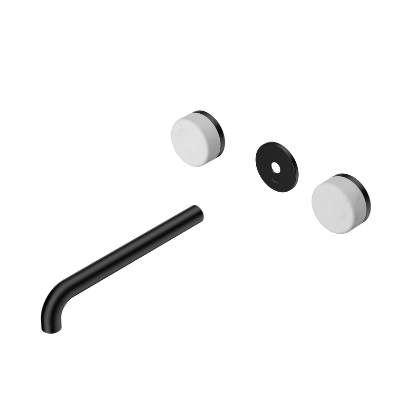Serenity Wall Basin Set 220mm Spout With Carrara Handle Trim Kit Only Matte Black