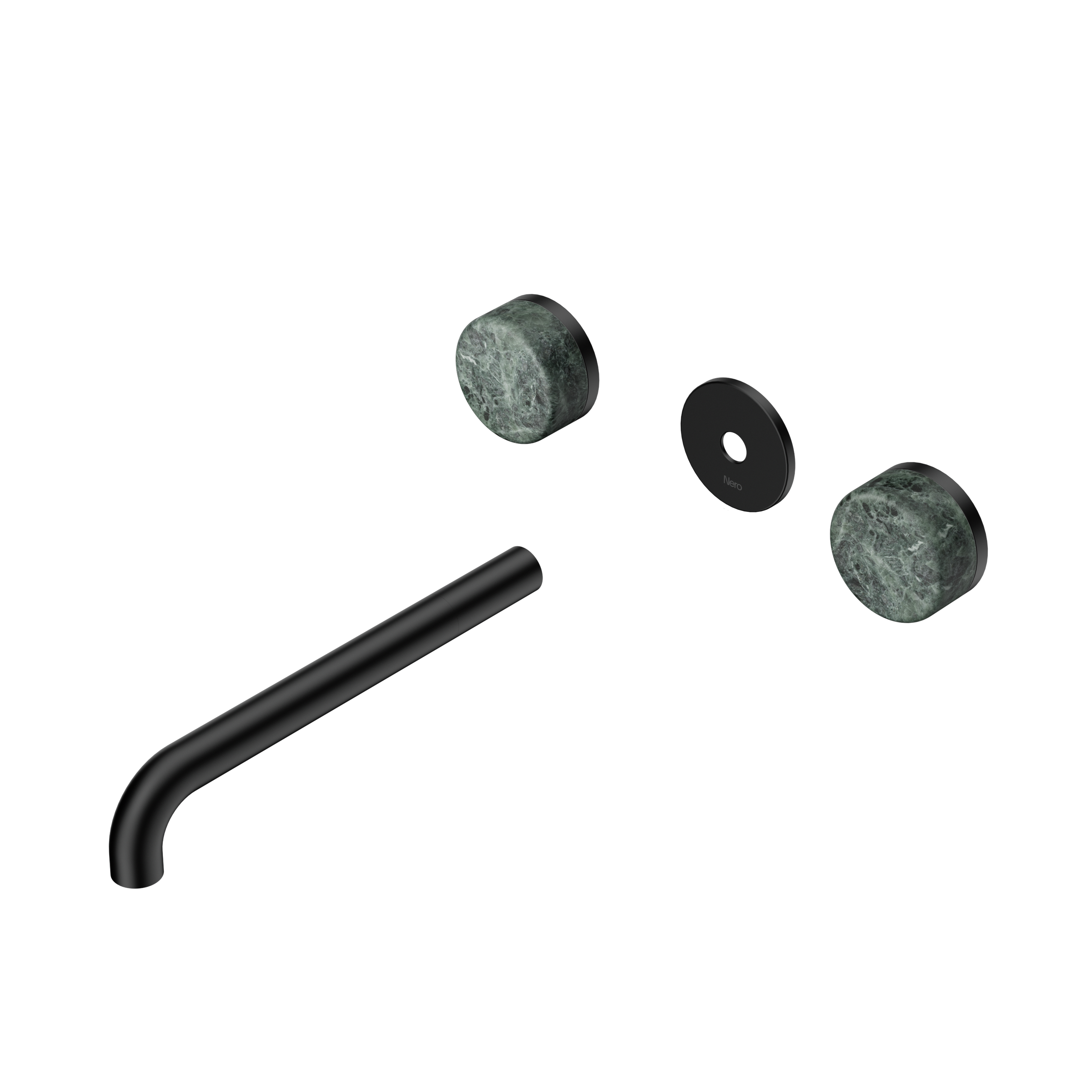 Serenity Wall Basin Set 220mm Spout With Verde Alpi Handle Trim Kit Only Matte Black
