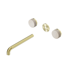 Serenity Wall Basin Set 220mm Spout With Rome Travertine Handle Trim Kit Only Brushed Gold