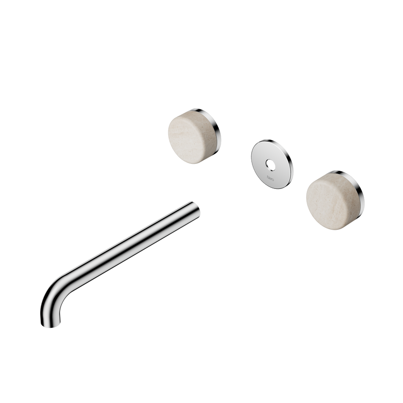 Serenity Wall Basin Set 220mm Spout With Rome Travertine Handle Trim Kit Only Chrome