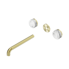 Serenity Wall Basin Set 220mm Spout With Arabescato Corchia Handle Trim Kit Only Brushed Gold