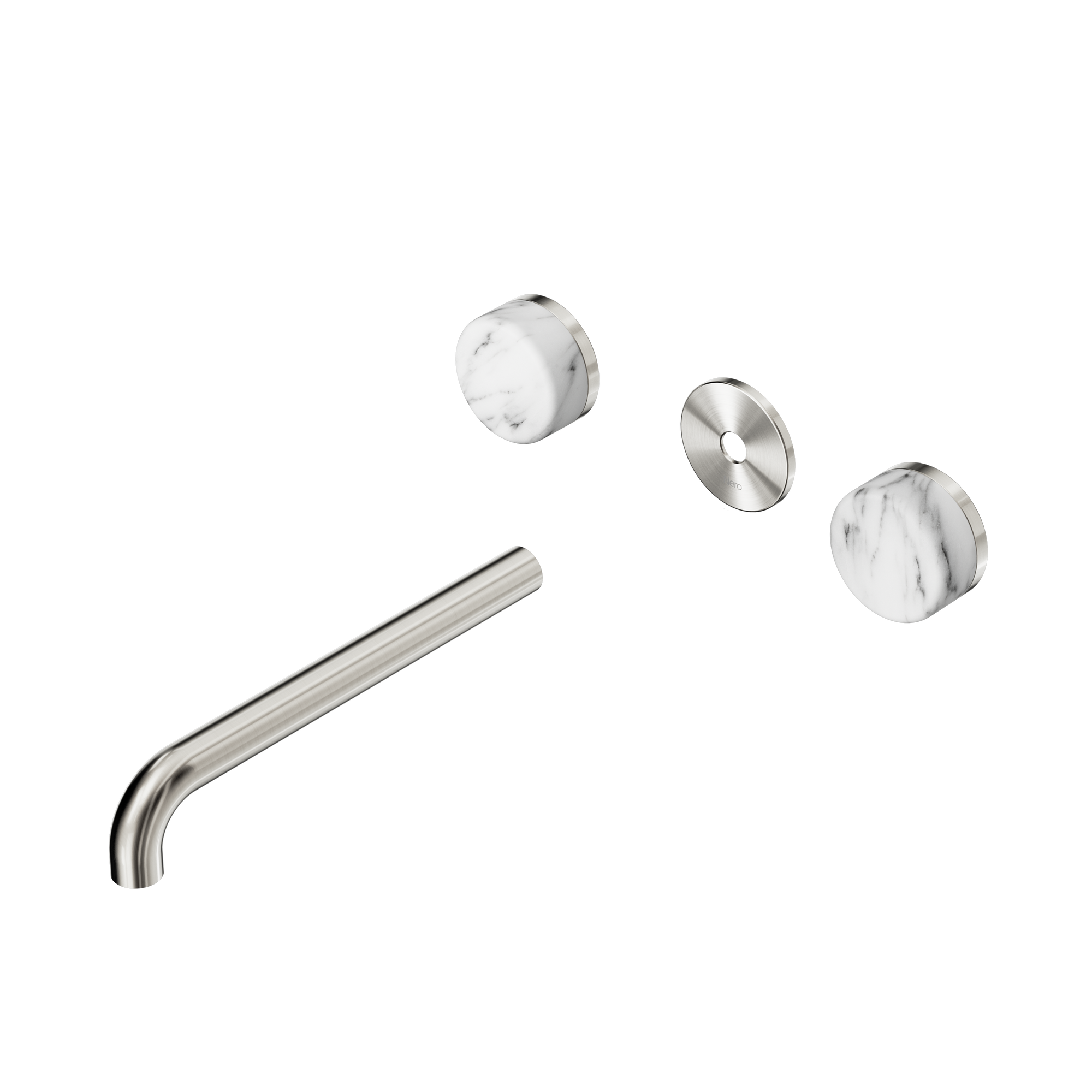 Serenity Wall Basin Set 220mm Spout With Arabescato Corchia Handle Trim Kit Only Brushed Nickel