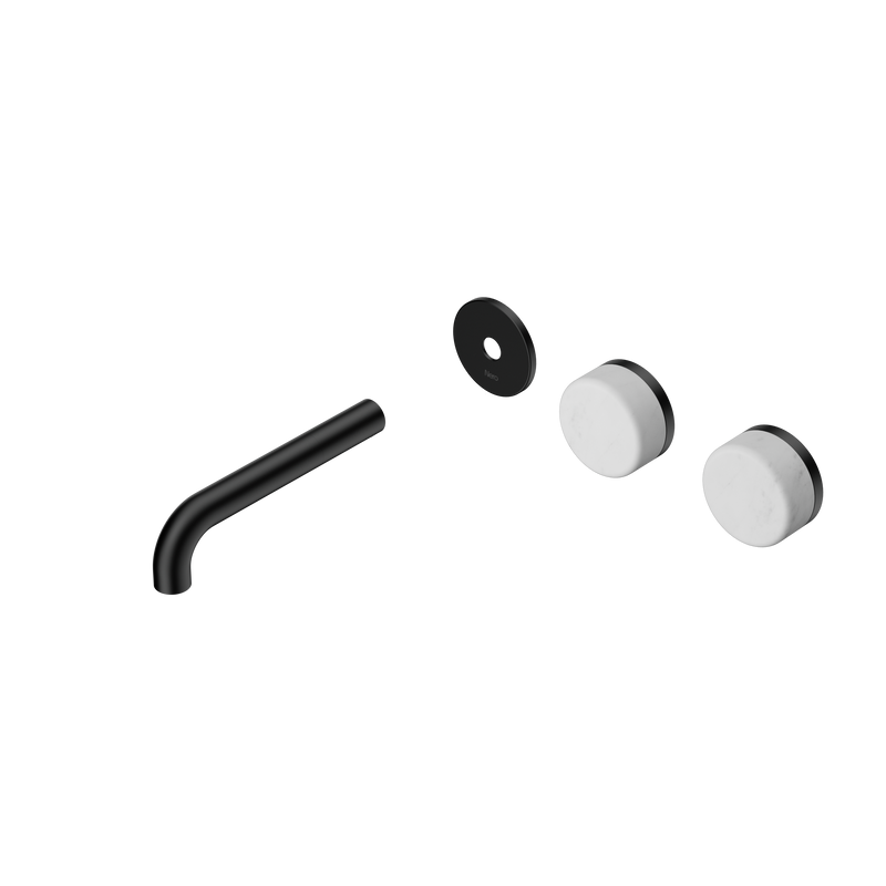 Serenity Wall Basin Set 160mm Offset Spout With Carrara Handle Trim Kit Only Matte Black