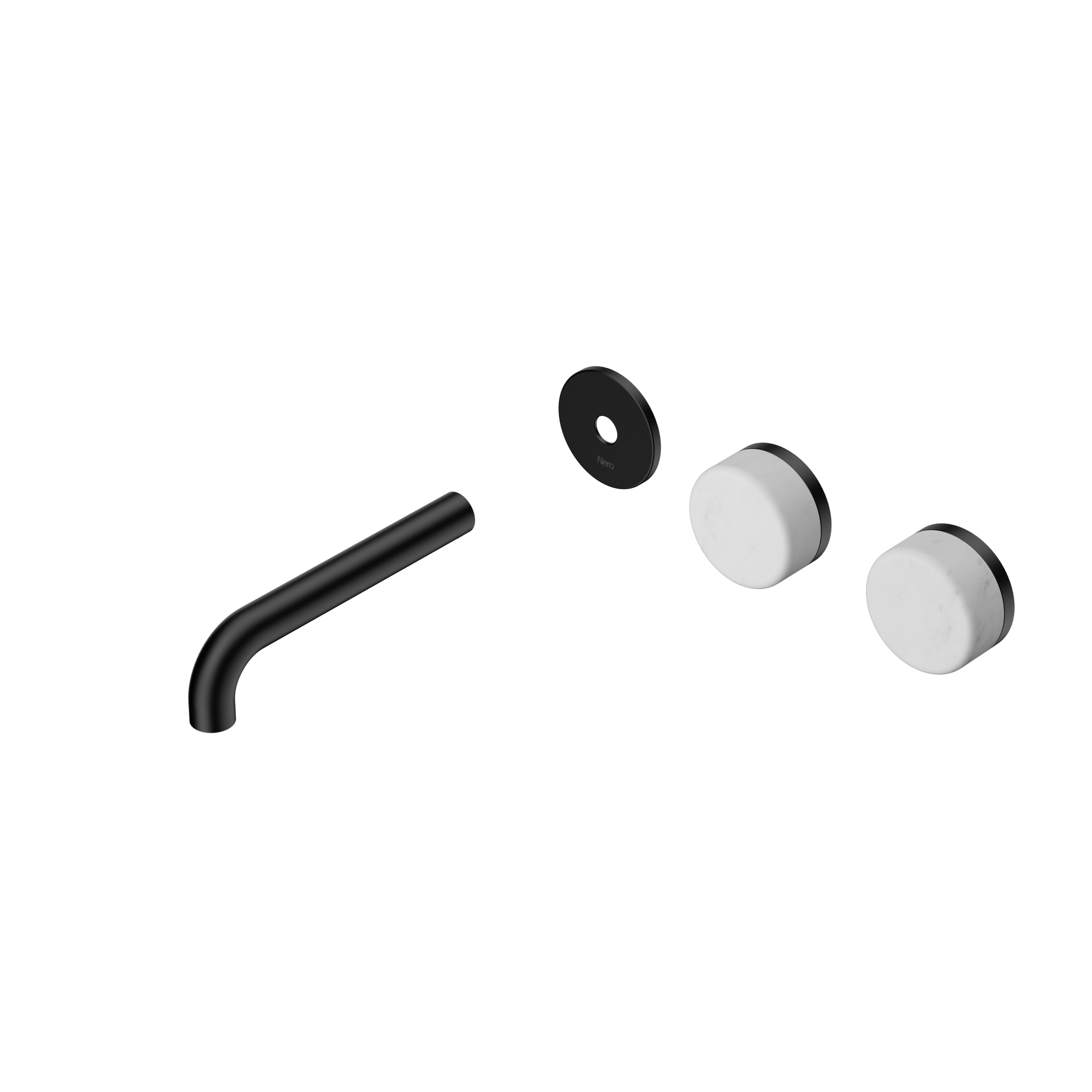 Serenity Wall Basin Set 160mm Offset Spout With Carrara Handle Trim Kit Only Matte Black