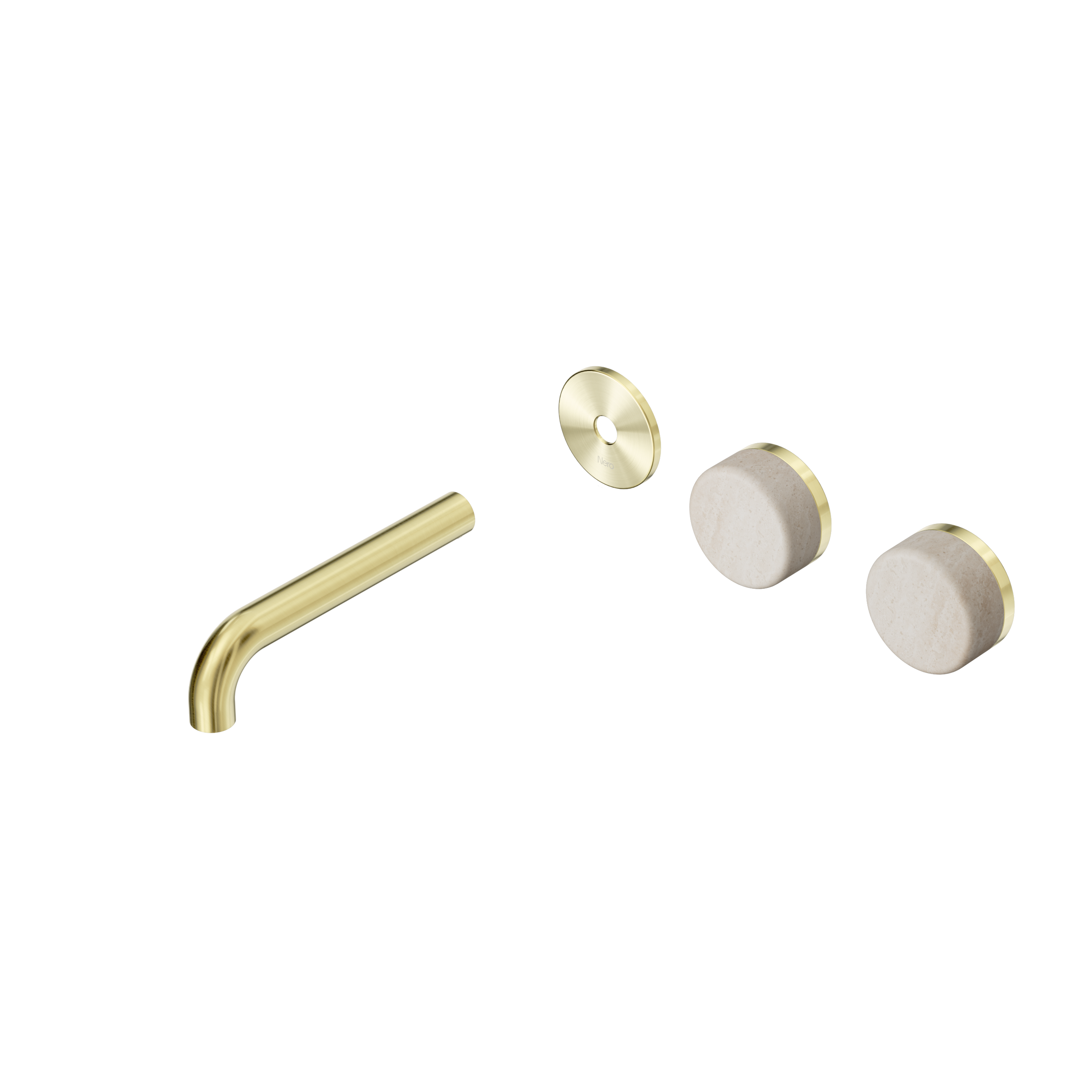 Serenity Wall Basin Set 160mm Offset Spout With Rome Travertine Handle Trim Kit Only Brushed Gold