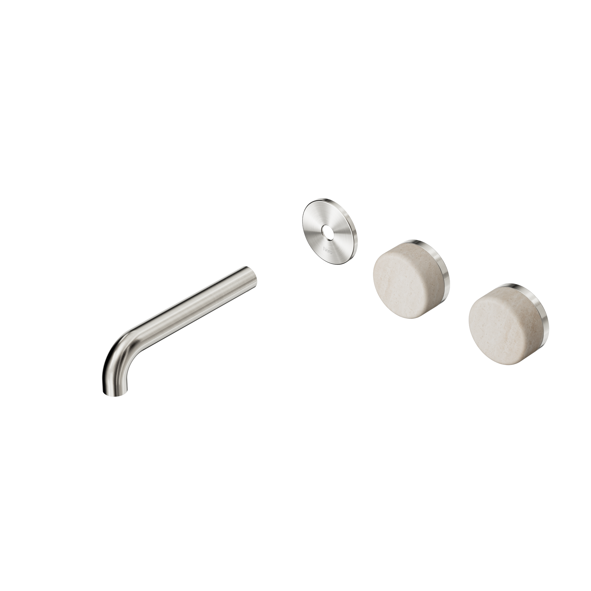 Serenity Wall Basin Set 160mm Offset Spout With Rome Travertine Handle Trim Kit Only Brushed Nickel
