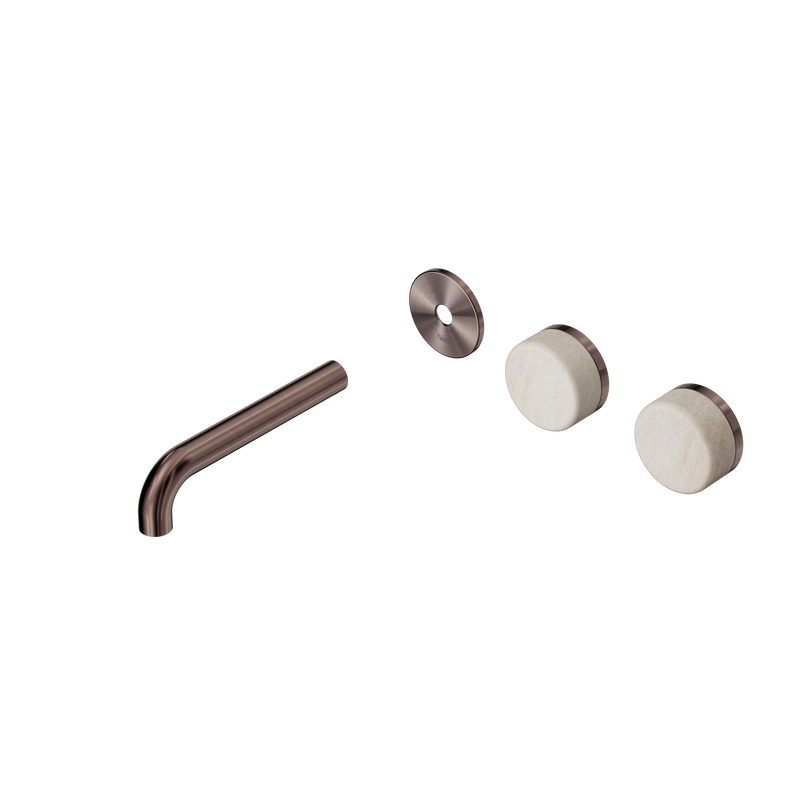 Serenity Wall Basin Set 160mm Offset Spout With Rome Travertine Handle Trim Kit Only Brushed Bronze