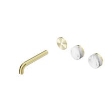 Serenity Wall Basin Set 160mm Offset Spout With Arabescato Corchia Handle Trim Kit Only Brushed Gold