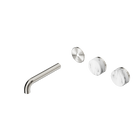 Serenity Wall Basin Set 160mm Offset Spout With Arabescato Corchia Handle Trim Kit Only Brushed Nickel