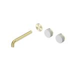 Serenity Wall Basin Set 185mm Offset Spout With Carrara Handle Trim Kit Only Brushed Gold