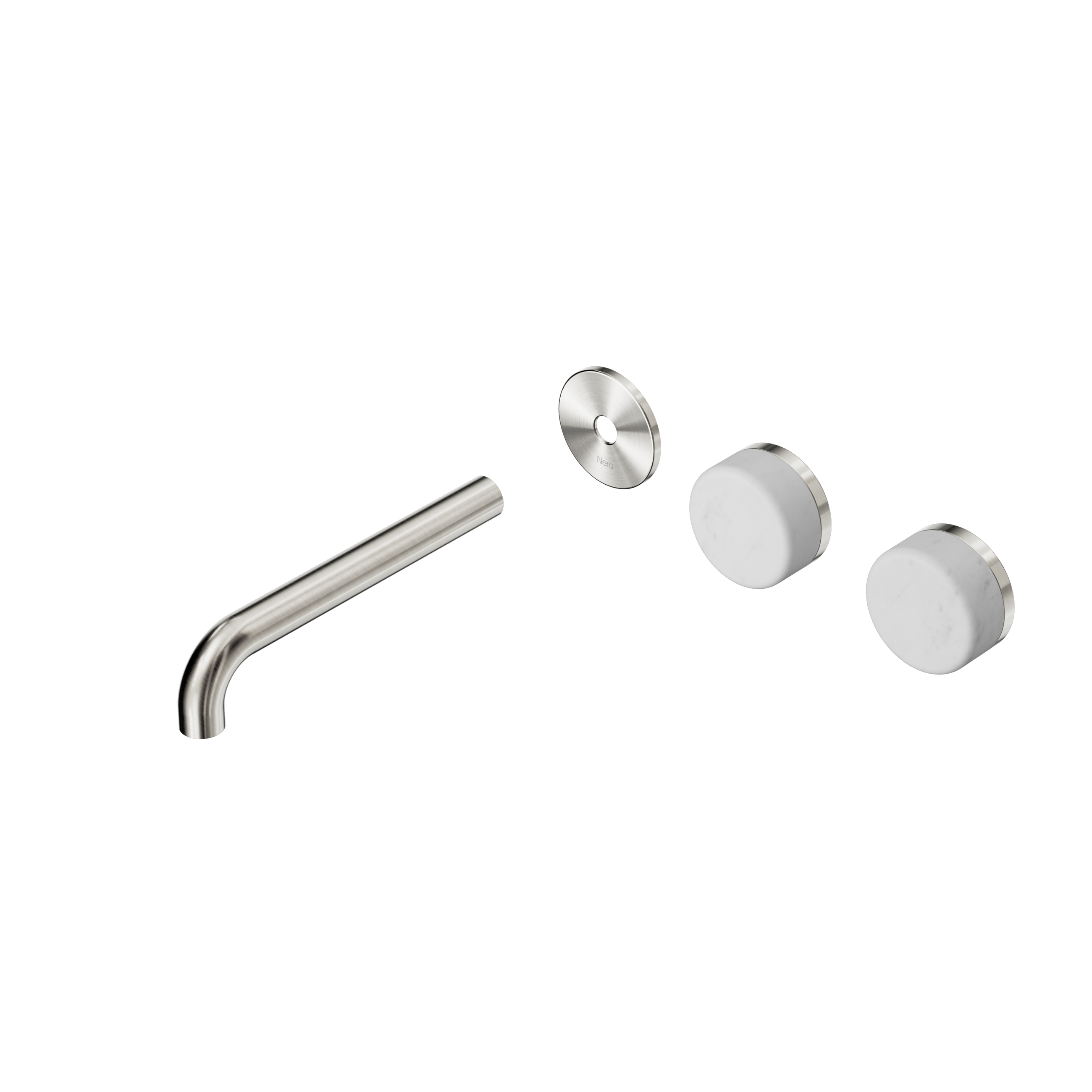 Serenity Wall Basin Set 185mm Offset Spout With Carrara Handle Trim Kit Only Brushed Nickel