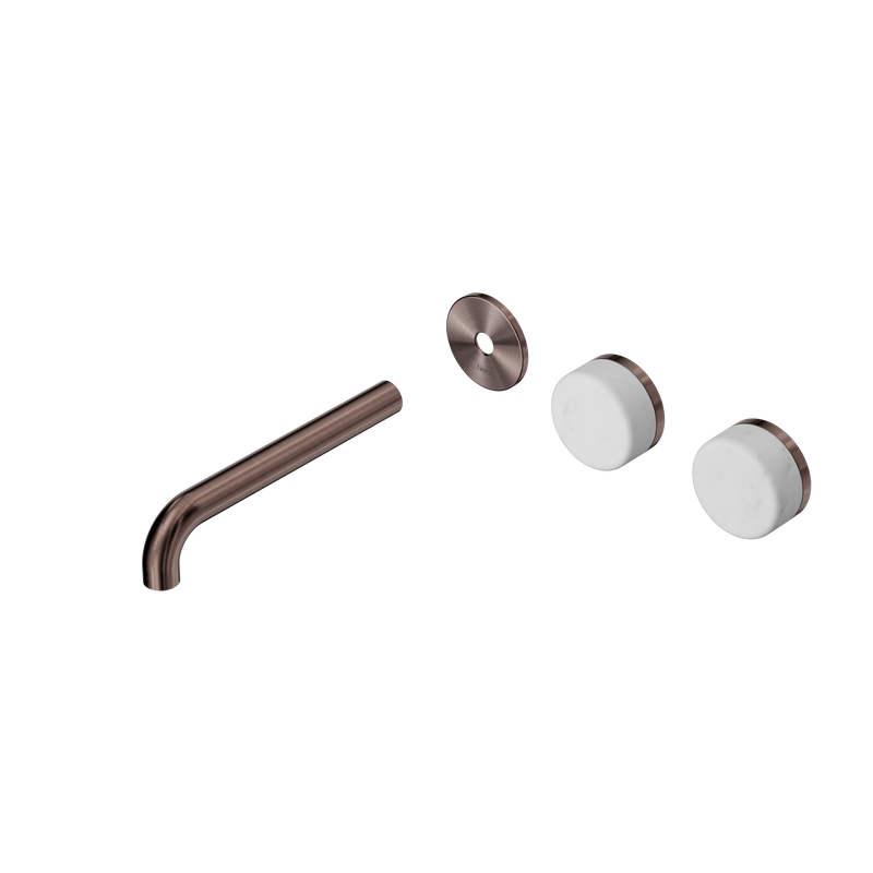Serenity Wall Basin Set 185mm Offset Spout With Carrara Handle Trim Kit Only Brushed Bronze